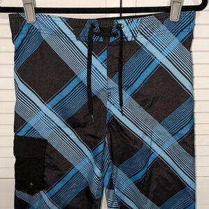 NWOT! Boys Size Medium Blue Plaid Bathing Suit by Hang 10